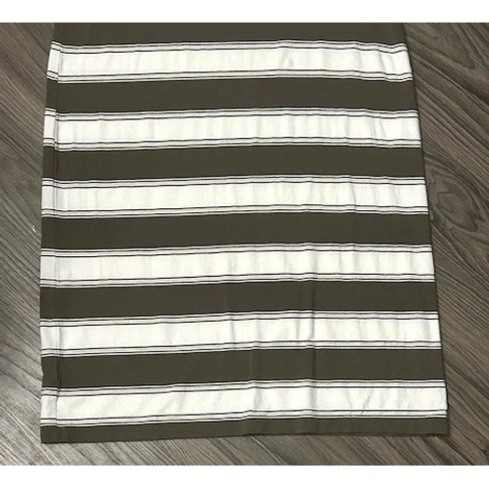 LOFT Beach Womens Brown Striped Short Sleeve Pocket T-Shirt Dress Size Medium - Picture 11 of 13
